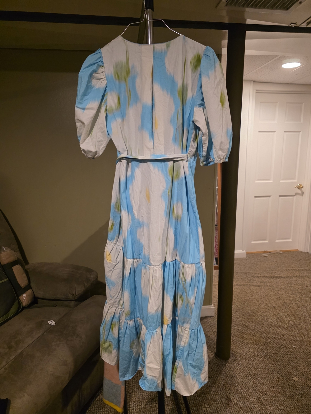 Hutch Blue, White & Yellow Tie-Waist Wrap Midi Dress - Picture 4 of 4